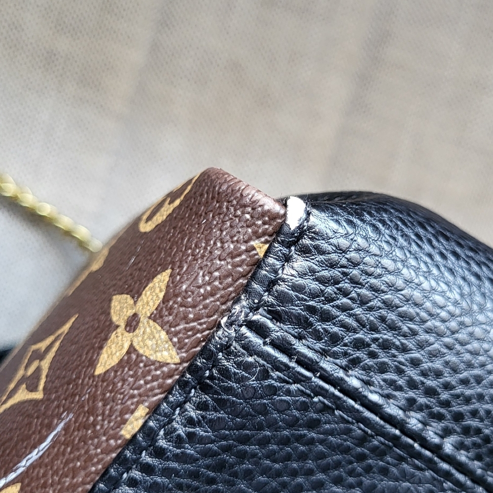 Brown Monogram Canvas Tote with Gold Chain Straps - Picture 4 of 5